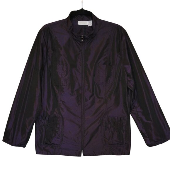 Chico's Purple Rain Windbreaker Track Jacket Metallic Size 3 (US XL 16) - Picture 9 of 11